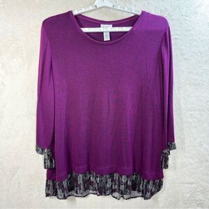 Catherines Sweater Layered Look Tunic Purple‎ Women’s 2X Plus Size